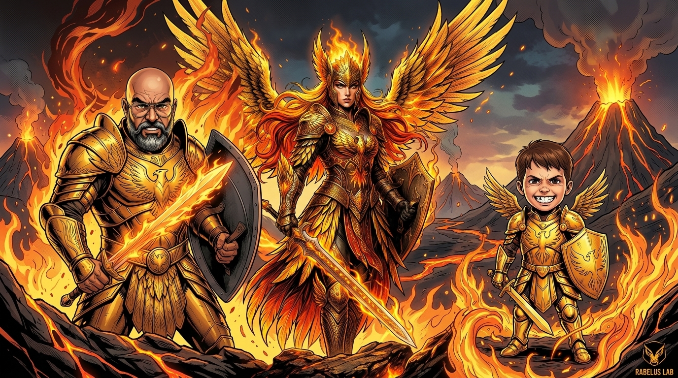 Os tres Rabelus em modo guerreiro